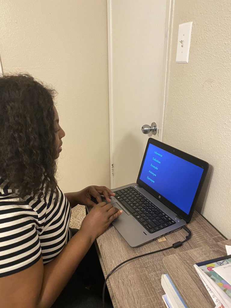 olivia_anunobi's tweet photo. @TeachWithKhan Here is my remote learning setup!! Door closed to keep noises off from my household. https://t.co/0hJZkytWYl
