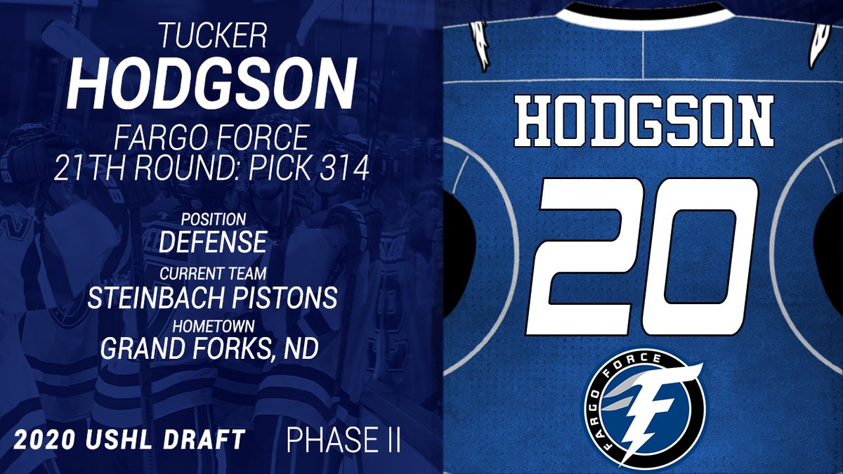 FargoForce's tweet photo. With our 21st pick in Phase 2, we have selected Tucker Hodgson @tucker_hodgson. Welcome to the #ForceFamily! https://t.co/dck30RfwYh