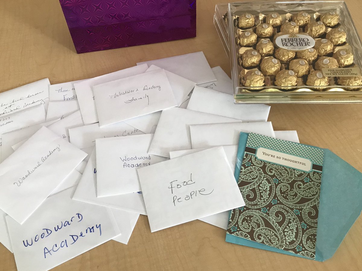 How wonderful!  We just received all these hand-written notes from the residents at one of the senior communities where we deliver lunch.  Excited to read them all!  @woodwardacademy #woodwardgrateful