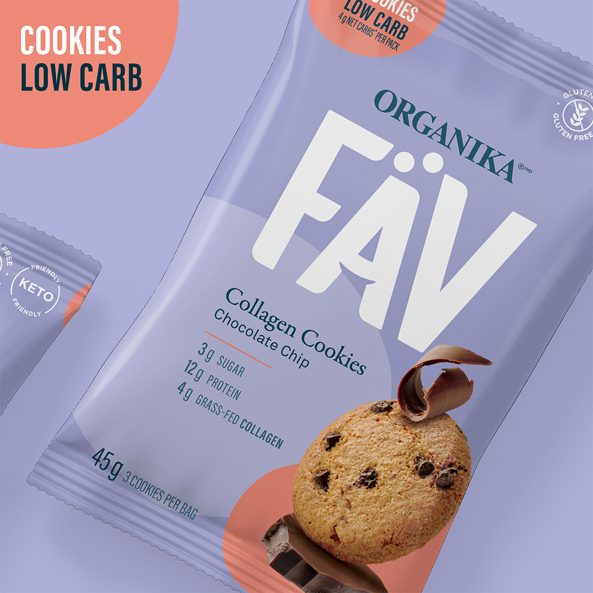 dossiercreative's tweet photo. Meet FÄV, the first-ever collagen cookie from @organikahealth on the market! Inspired by the word ‘fave’, we created a name to represent our fave on-the-go treats, with better ingredients. Our design encapsulates the fun product offering for those who love living healthy🍪 https://t.co/0bwR9GHNWI