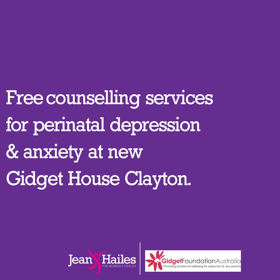 JeanHailes's tweet photo. We are pleased to announce, on #WorldMaternalHealth Day, that a free support service for expectant & new parents experiencing perinatal depression & anxiety (PDNA) will be available from May 18 at our Clayton medical clinic through the @GidgetFndation. #WomensHealth #GidgetHouse https://t.co/WMbD4rF4xB