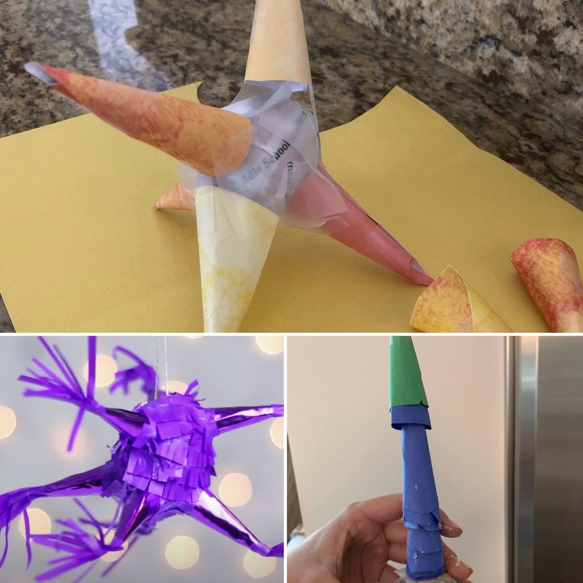 GSSstingrays's tweet photo. ¡Feliz Cinco de Mayo de la Sra. Montoya y su clase de octavo grado! The students made their very own piñatas! #gulfstreamschool #cincodemayo #5demayo #piñata #spanishclass #distanelearning #googlemeet https://t.co/vXQ03GKhLa