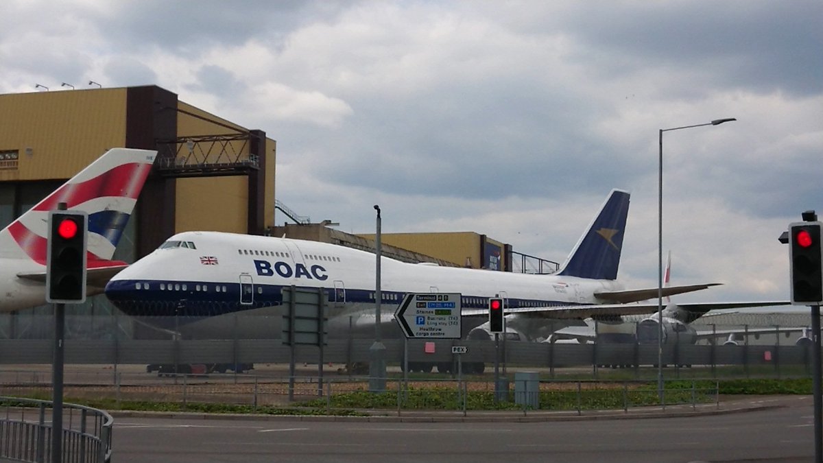 BOAC 747-400 (G-BYGC) parked eastside engineering LHR #avgeek #BOAC <a href="/FOHEMING/">Henry Heming</a> <a href="/BigJetTVLIVE/">BIG JET TV</a> <a href="/HeathrowAirport/">Heathrow Airport</a>