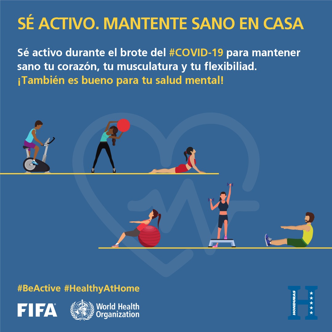FFH_Honduras's tweet photo. 🏋🏾♀️Listos para la rutina de ejercios!
Nos cambiamos la indumentaria para la actividad física al final del día:
🔹️Camiseta 🔹️Short y 🔹️Tenis
🗣 Música para toda la familia👩👩👧👧 🎶
Y dice 1...2...3 súbale 🔊 y comenzamos a #SerActivos
#Seactivo @fifacom_es @FenafuthOrg https://t.co/GmQE6gZhn6
