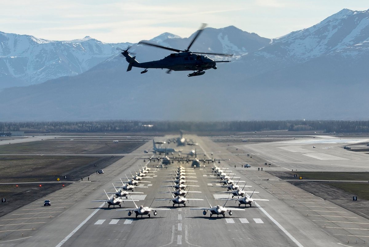 PACAF's tweet photo. Did somebody say air power?? 💪✈️ Check out these photos from the "Moose Walk" up at Joint Base Elmendorf-Richardson - JBER #ReadyAF #FreeAndOpenIndoPacific https://t.co/81C6FTTWpG
