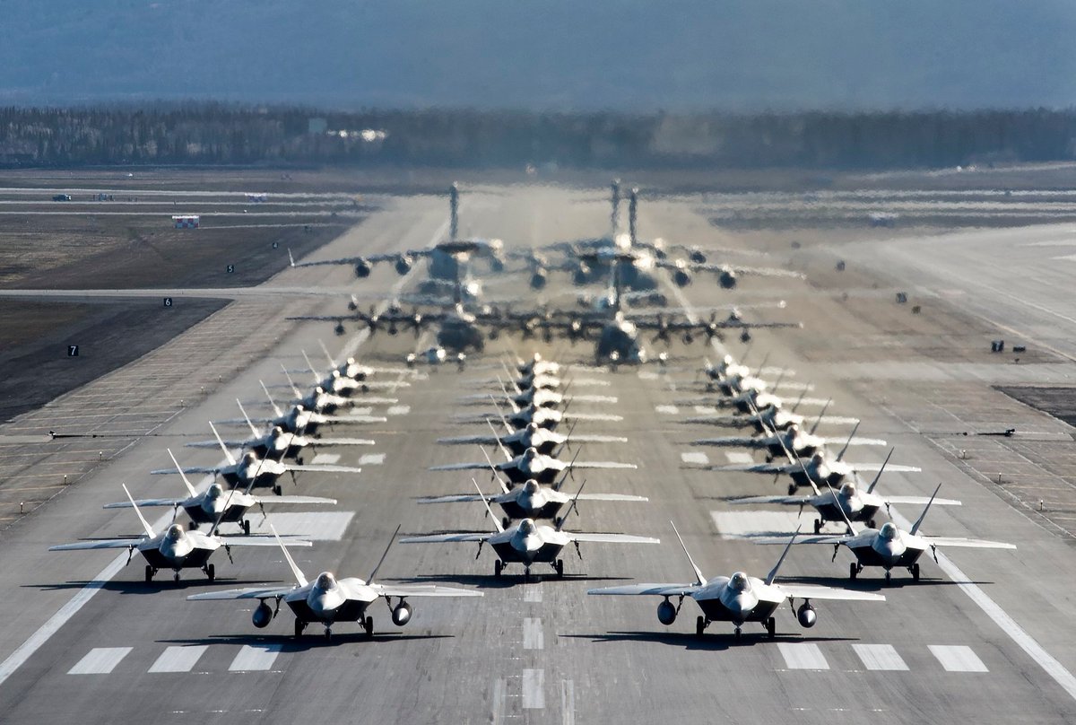 PACAF's tweet photo. Did somebody say air power?? 💪✈️ Check out these photos from the "Moose Walk" up at Joint Base Elmendorf-Richardson - JBER #ReadyAF #FreeAndOpenIndoPacific https://t.co/81C6FTTWpG