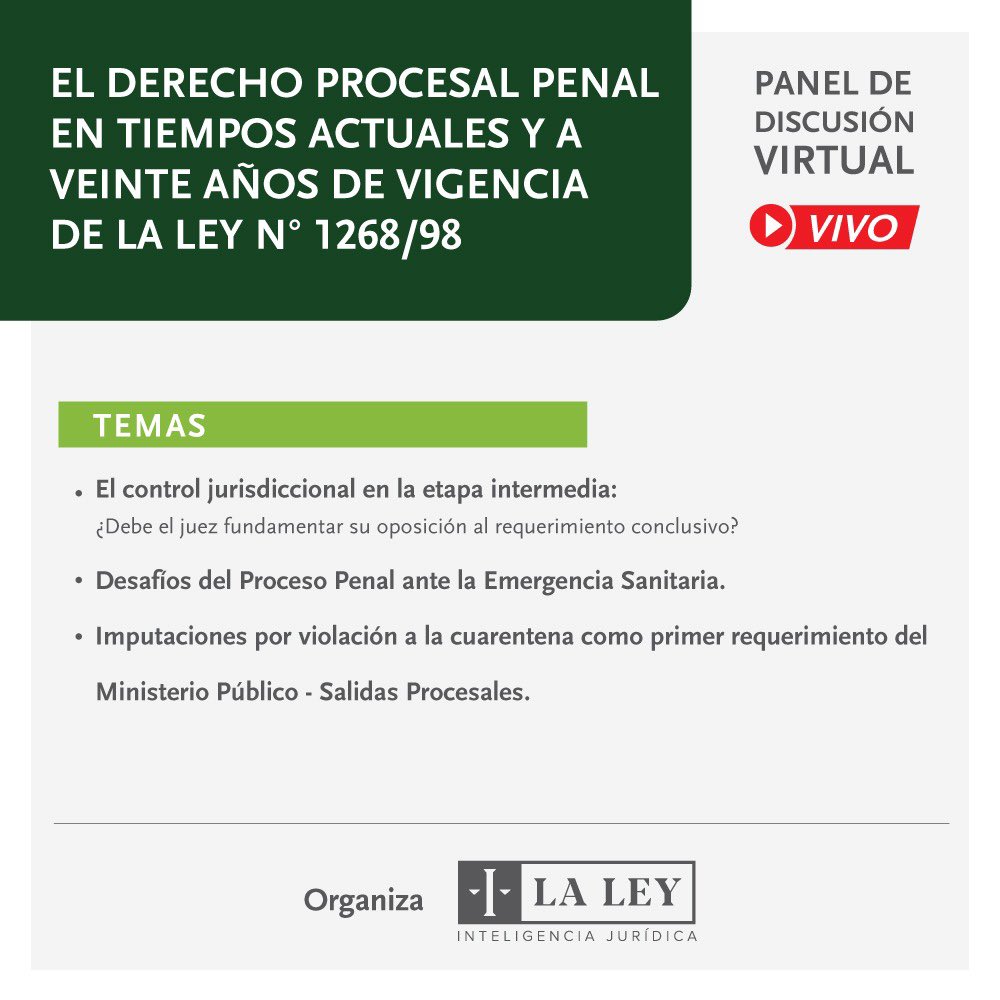PredaRicardo's tweet photo. Tres excelentes panelistas y temas procesales de gran actualidad y trascendencia. Recomendada actividad de jueves. @laleyparaguaya @presigb @rodiyod1973 @Ruben_Maciel @Raulramirezpy @hectordalegre @mabelvillamayor @robertoperezpy https://t.co/BKv80HZ8Dj