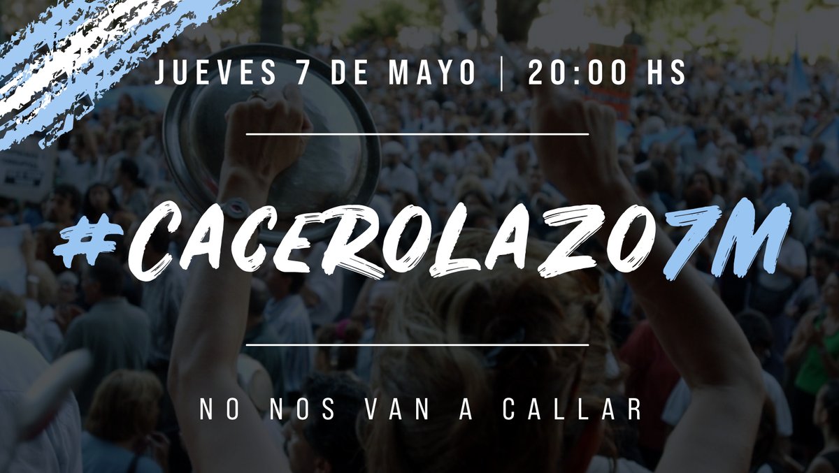 No nos vamos a quedar de brazos cruzados mientras destruyen el país.
Pensaban que no tenían oposición? Acá estamos. Nos van a escuchar y no nos vamos a callar.

#Cacerolazo7M