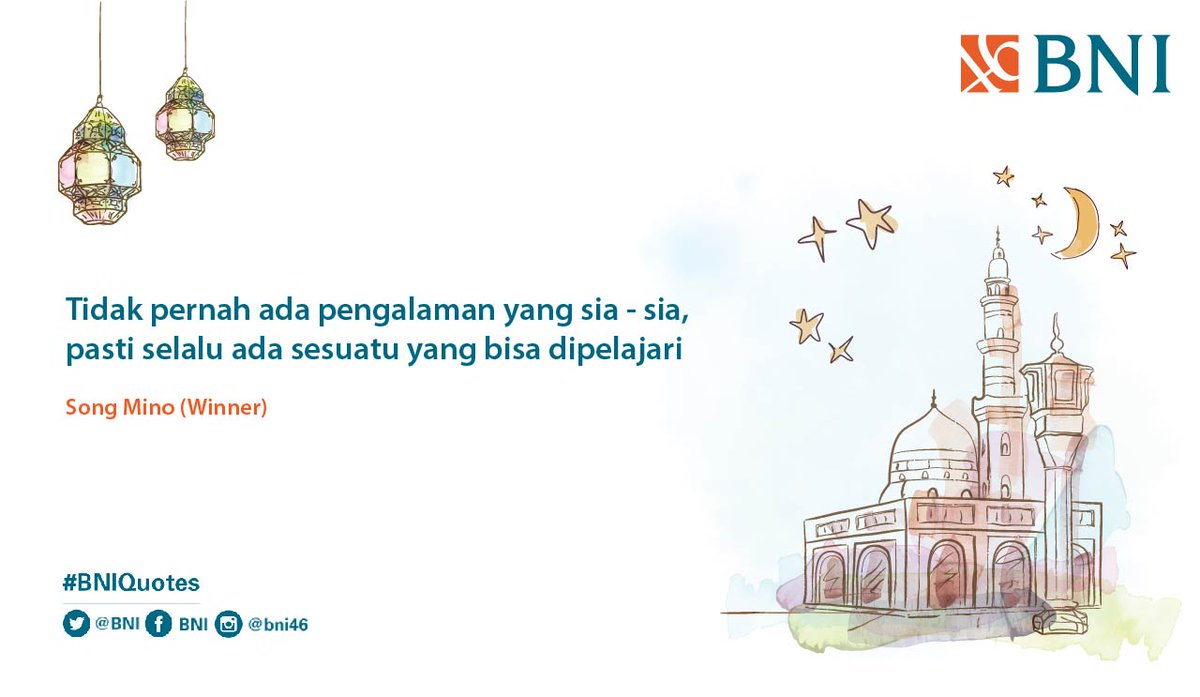BNI's tweet photo. Tweeps, selalu ambil pelajaran dari pengalamanmu yaa #BNIQuotes https://t.co/bPFO3rEXIg
