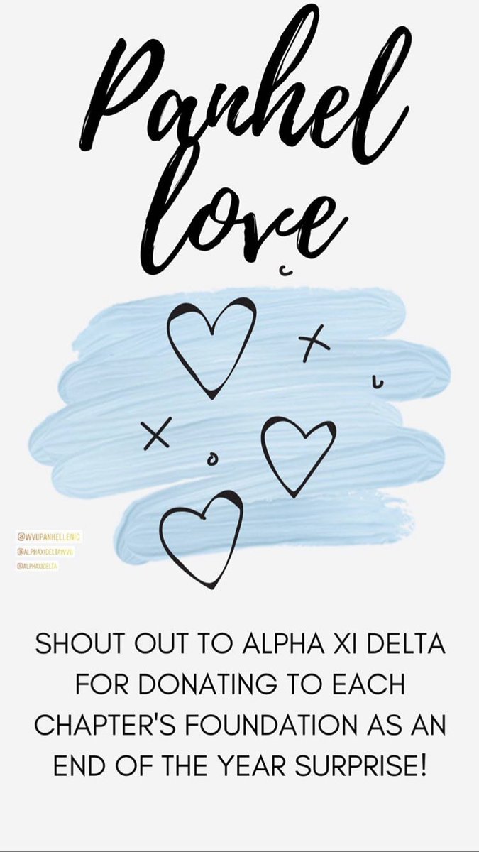 This is what <a href="/WVUPanhellenic/">WVU Panhellenic Association</a> love is all about! The women of <a href="/axid_wvu/">Alpha Xi Delta</a> donated to each Panhellenic Sororities’ national philanthropies (in the name of those individual WVU chapters) as an end of the year surprise! #ServiceinAction #WVUGreeks