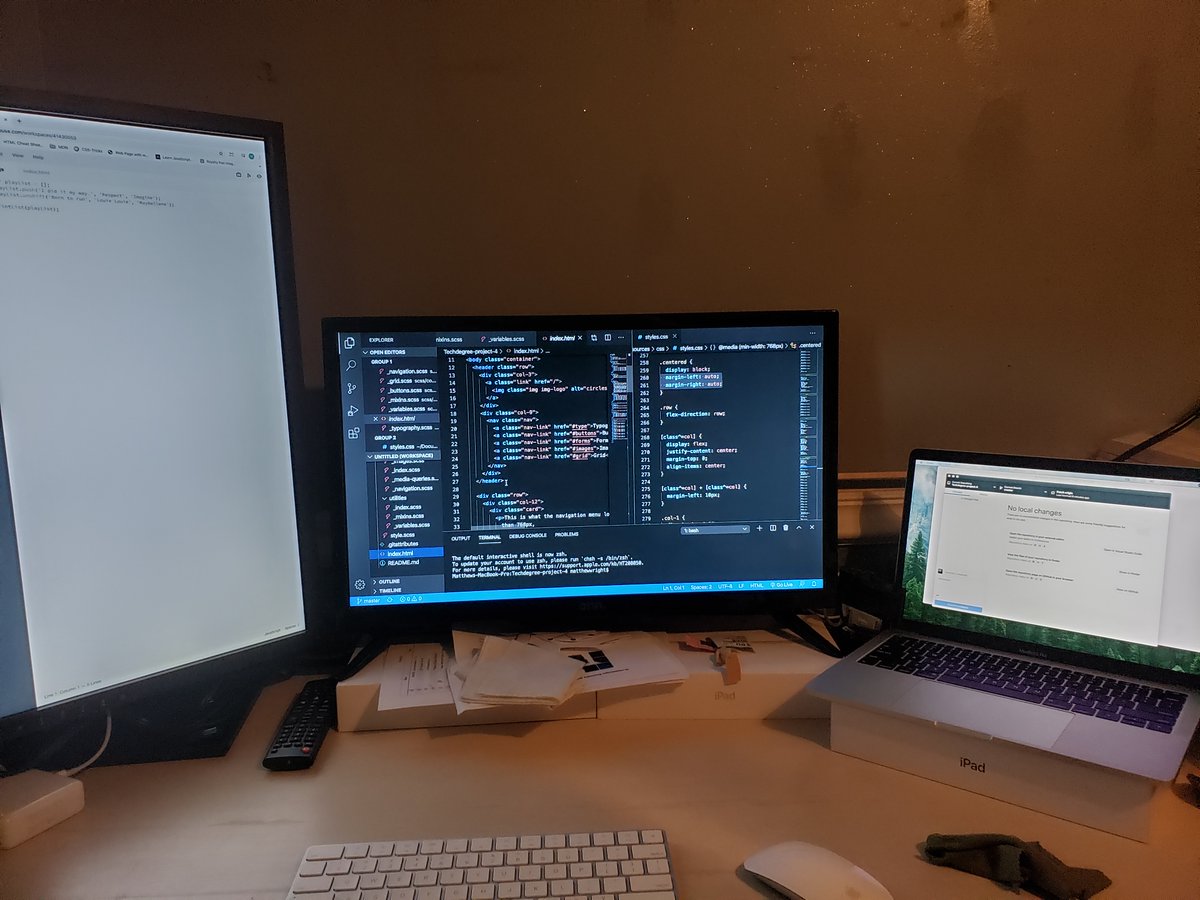 mattwrightcodes's tweet image. Day21 of #100daysofcode Worked with some #javascript arrays and loops today. Then setup my third monitor that was loaned to me. Hopefully will lead to a ton more productivity! #codingwithmatt #codingnewbie #codelife