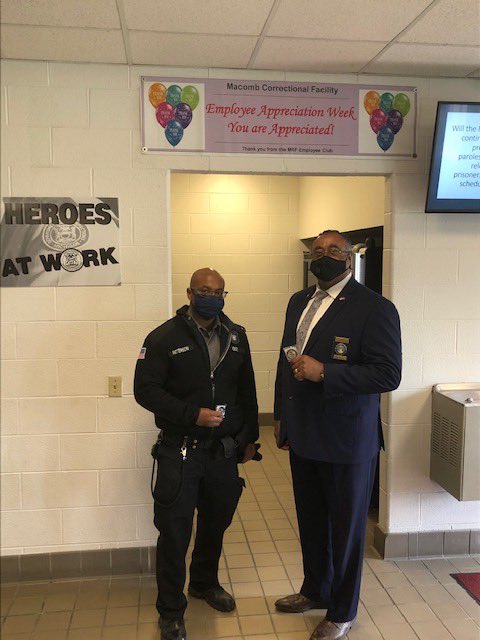 Stephenson_G4's tweet photo. Administrative staff at MRF present coins to employees for their dedication and hard work during these challenging times @MDOCCFA @MDOCFOA @SteeceKris @EricHerbert14 @RobertLeduc12 @MichiganDOC https://t.co/hw4gA0eyzr