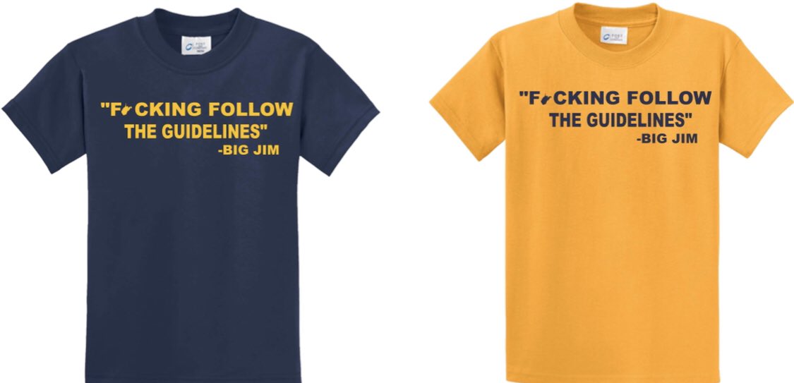 Listen to Big Jim and we’ll get through quarantine😤 available now wvugamedaytees.bigcartel.com