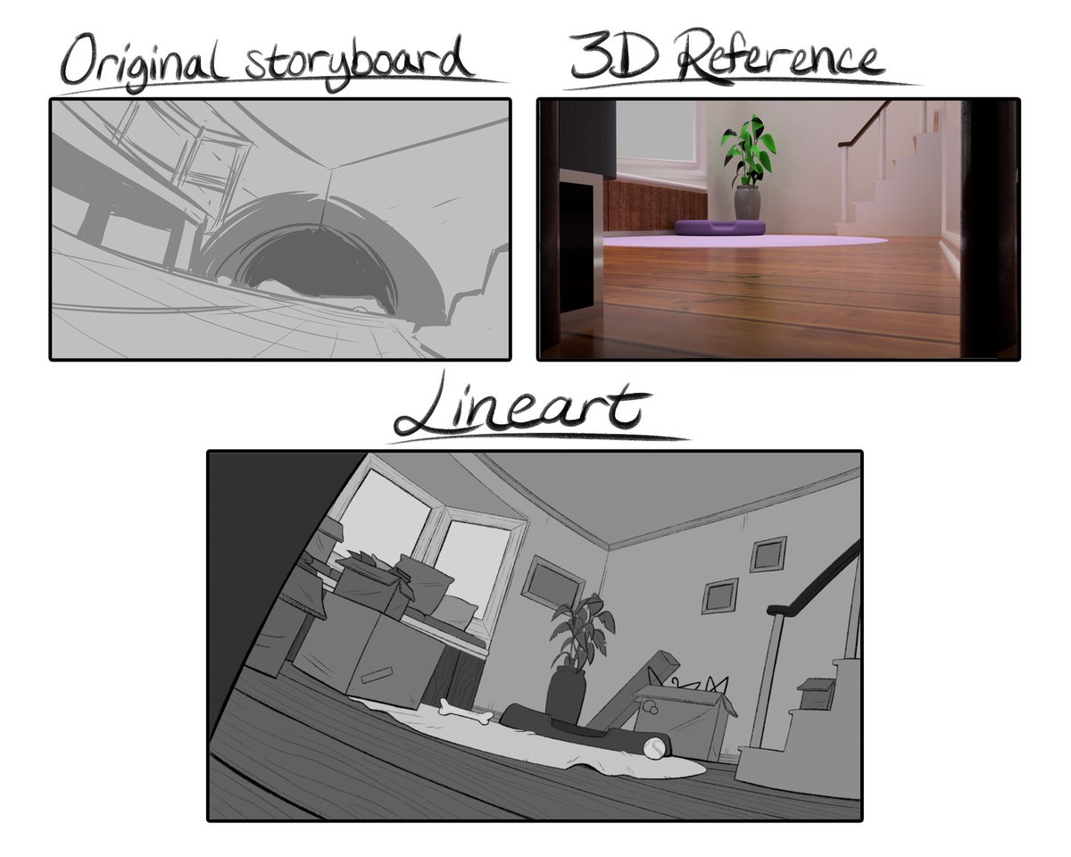 Considering the teaser shot for #HellPuppy was posted, figured I'd share this BG I did for it with some fun WIPs on the side!?
Original board by @AWDtwit // 3D Model by @Non_Ecludian
@HeckPuppo @AshNicholsArt