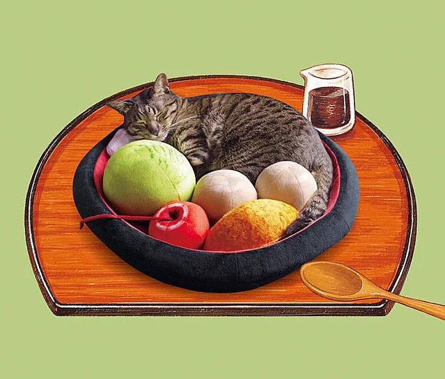 何コレ可愛すぎるｗｗ猫があんみつの具材に！「あんみつにゃんこクッション」