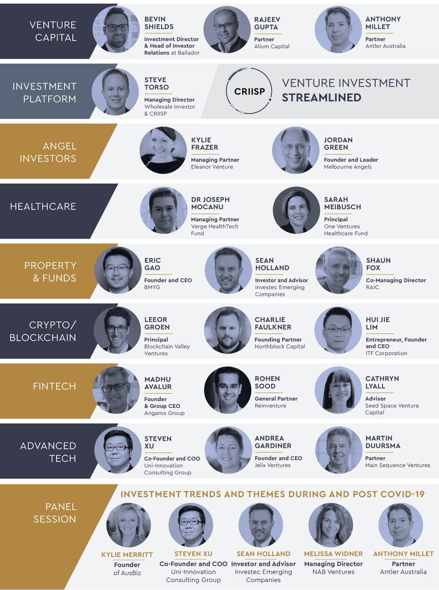 CRIISPHQ's tweet photo. Here’s what you need to know about the CRIISP Venture Investment Summit, happening this Friday:

Hear from 20 notable investors, and join a panel session that will discuss the investment trends and themes during and post COVID-19.

Register now:
https://t.co/NmR18NK9ad https://t.co/YzeTpSHV0h
