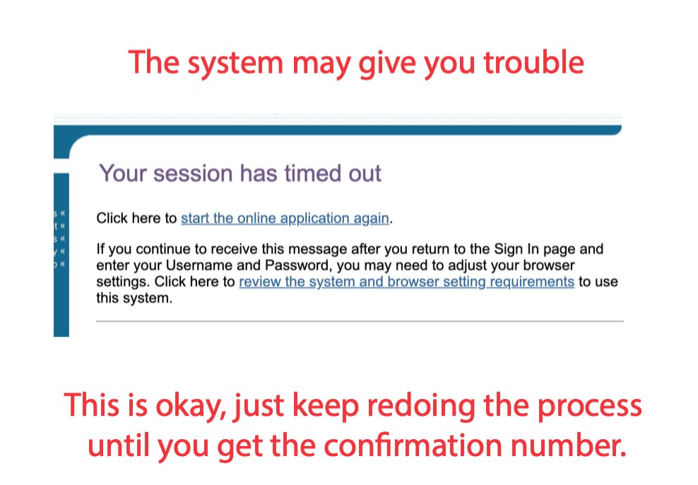 13: Unfortunately, the system may still give you trouble. If it does, repeat steps 1-12 until it results in a confirmation number.