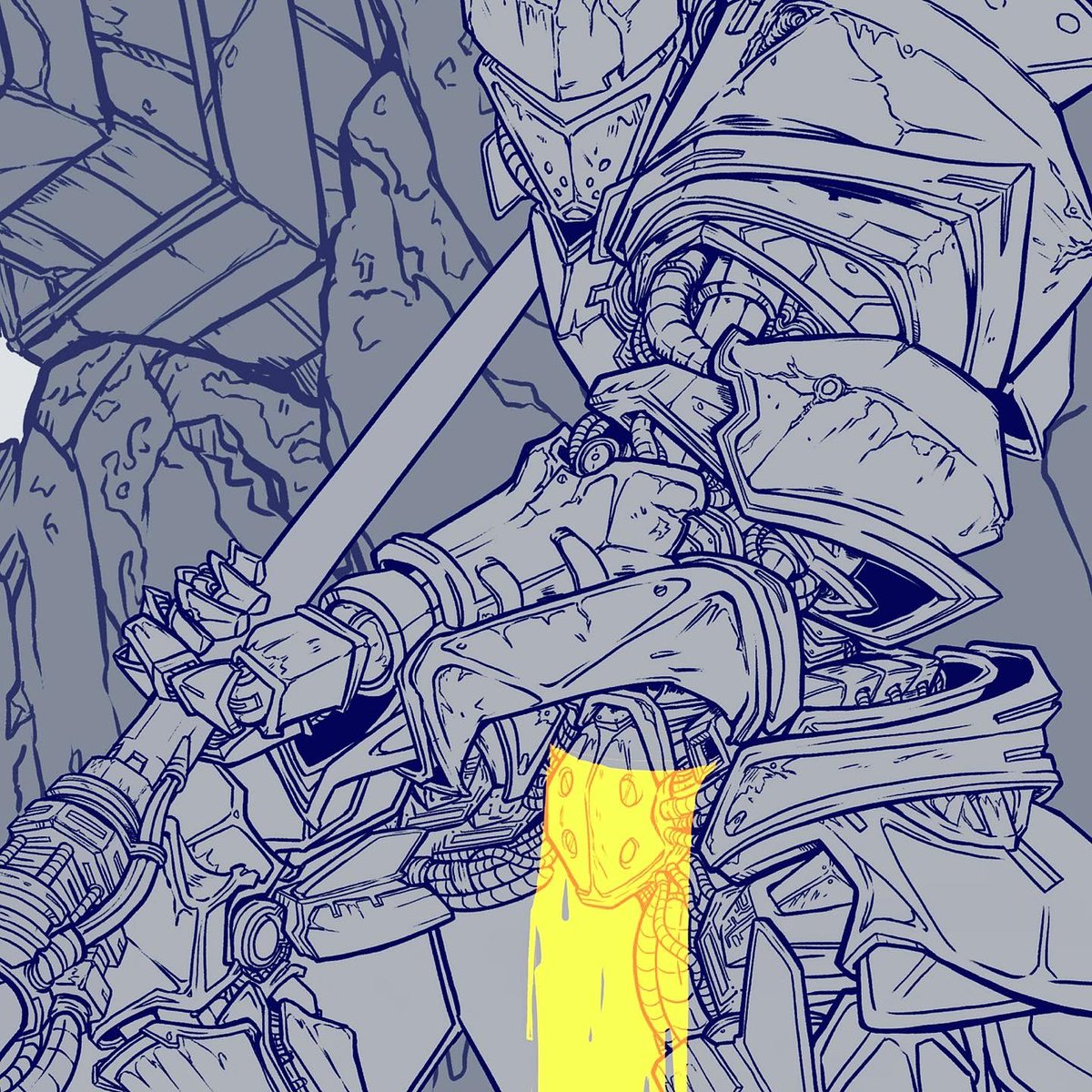 beastlydoodles's tweet photo. I gave it my best shot and worked really hard, but I fell short with finishing my Paladin concept for the #riskofrain2 contest. Very proud of myself tho! Full images and color #wips available on Patreon. @the_hopoo #contest #ArtistOnTwitter #conceptart #digitalart @paul_thegoat https://t.co/3Qg64vOrzi