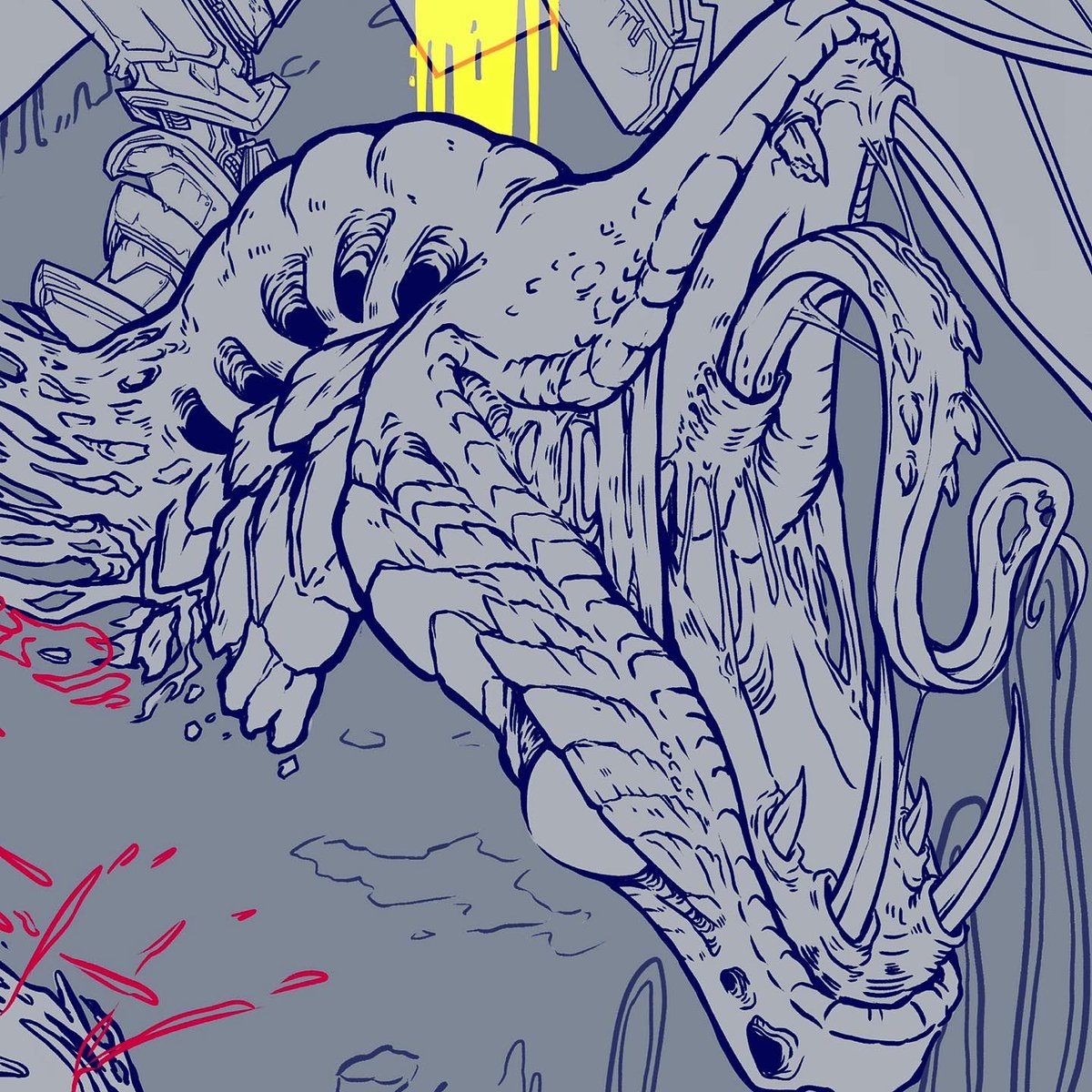beastlydoodles's tweet photo. I gave it my best shot and worked really hard, but I fell short with finishing my Paladin concept for the #riskofrain2 contest. Very proud of myself tho! Full images and color #wips available on Patreon. @the_hopoo #contest #ArtistOnTwitter #conceptart #digitalart @paul_thegoat https://t.co/3Qg64vOrzi