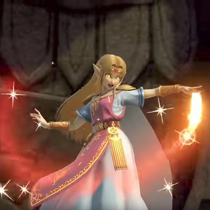 People sometimes comment or ask me what's up with the yandere Zelda stuff and what's with the yellow eyes. It's all cause of this face from her original Ultimate trailer in 2018. I just don't have self control so I've kept drawing it