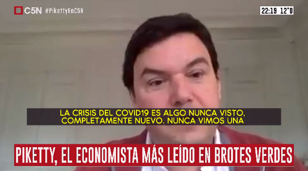 🗣️ "Una de las maneras de salir de las crisis de deuda así de grandes es con un impuesto a la riqueza. En algunos países como Alemania, después de la Segunda Guerra Mundial se llegó a cobrar el 50% y en Japón hasta un 80%", @PikettyLeMonde en Brotes Verdes 🌱 #PikettyEnC5N