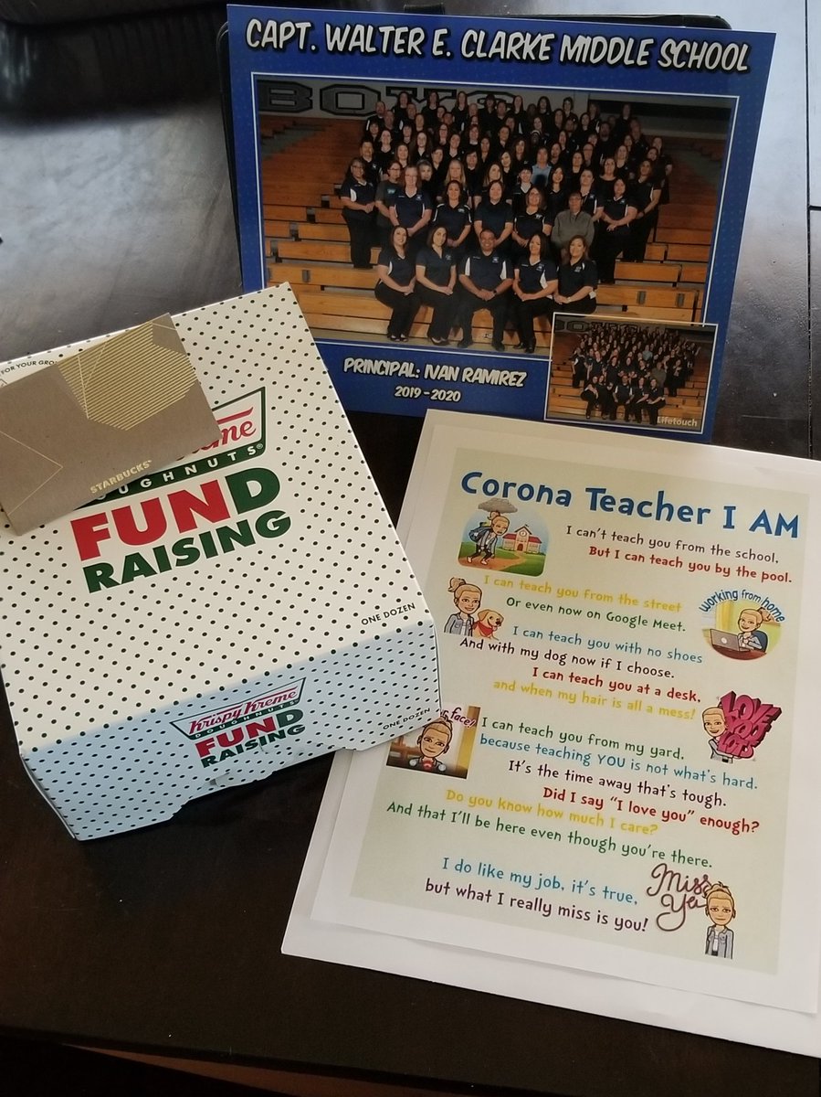 dprieto_cms's tweet photo. 🥰Aww this was so awesome!!! Our principal Mr. Ramirez stopped by to deliver some goodies for Teacher appreciation week!!  Loved the poem!  Even though we're not physically at school they go out of their way of making us feel appreciated!! #bestadminever #ClarkeCowboys https://t.co/nEAlwW9opv