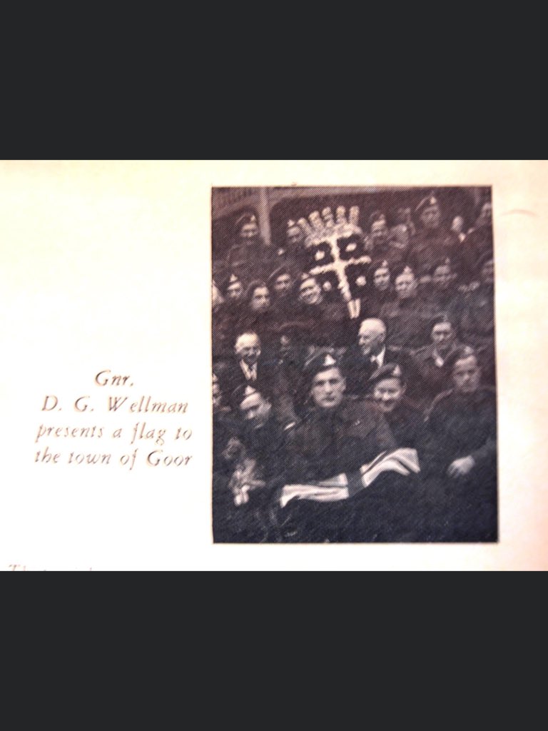 WellmanStudio's tweet image. It’s a little blurry,  but when the Netherlands were liberated, the town of Goor did not have a flag, so my dad painted one for them. I hear it is still there today in a museum.