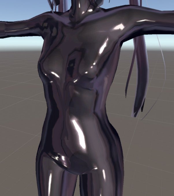 サンプルの設定値です
シェーダーはArktoonで確認しています
強めに加算(Add)をかけるとテカりが増します 