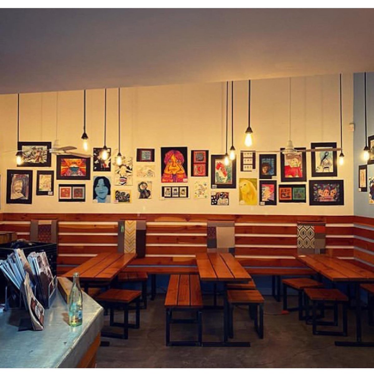 MsTaub_ART's tweet photo. #rwjhartmagnet show @PearlCupCoffee has come to an end. We have loved this collaboration and adore this watercolor study by @llesterart ! Some of our Ss artists even had their artwork purchased! Wow. This has been an honor. @mrsvanfoster #risdartmatters #exceedthevision https://t.co/90IFd1VdW6