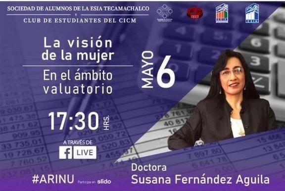FECOVAL_AC's tweet photo. Compartimos la invitación a la conferencia que será impartida por nuestra amiga la Dra. Susana Fernández Águila, con el tema LA VISION DE LA MUJER EN EL AMBITO VALUATORIO, que se llevará a cabo el día 06 de mayo en el horario de 17:30 hr. https://t.co/zUYekuh8Ie