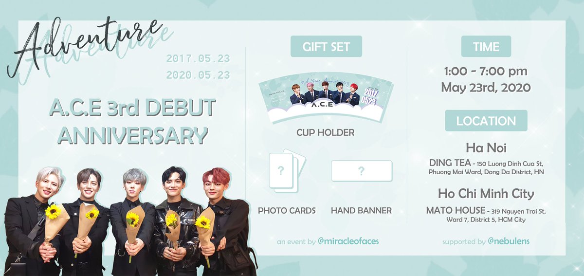 deezee0515's tweet photo. [𝐕𝐈𝐄𝐓𝐍𝐀𝐌/𝐄𝐕𝐄𝐍𝐓] 𝐀𝐃𝐕𝐄𝐍𝐓𝐔𝐑𝐄 - 𝐀.𝐂.𝐄 𝟑𝐑𝐃 𝐃𝐄𝐁𝐔𝐓 𝐀𝐍𝐍𝐈𝐕𝐄𝐑𝐒𝐀𝐑𝐘 🌵
⏰ 𝟏:𝟎𝟎-𝟕:𝟎𝟎PM - 𝐌𝐚𝐲 𝟐𝟑𝐫𝐝, 2020
📌 𝐇𝐚𝐧𝐨𝐢: DING TEA, 150 Luong Dinh Cua
📌 𝐇𝐨 𝐂𝐡𝐢 𝐌𝐢𝐧𝐡 𝐂𝐢𝐭𝐲: MATO HOUSE, 391 Nguyen Trai
🔗 https://t.co/hRI0etEbyI https://t.co/jBHrmVLY3y
