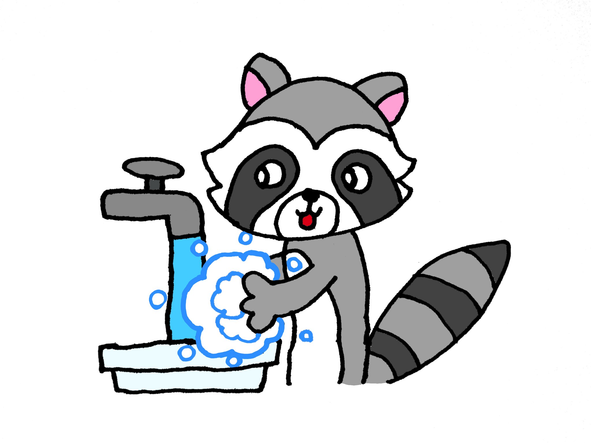 ツバタン お手洗いをするアライグマさん みなさんも帰った時やご飯を食べる前には必ず手洗いやうがい 消毒をしましょう お 手洗い 手洗い アライグマ イラスト T Co W49f5yfxjc Twitter