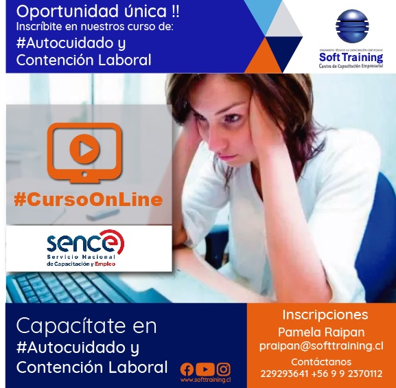 SoftTraining_'s tweet photo. Curso #contenciónlaboral, #autocuidado, contáctanos #otec #cursos #sence #mercadopublico #capacitación #online #elearning Soft Training Capacitaciones https://t.co/W8Kax5GfaY