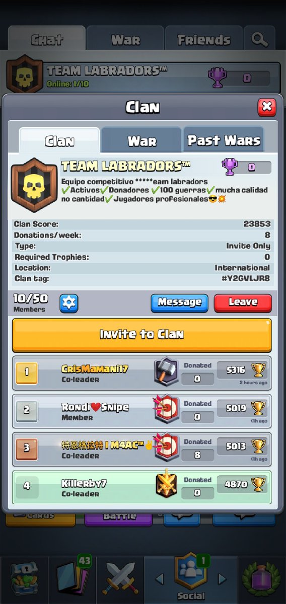 Buscamos jugadores para el clan para la guerras <a href="/AyudaJugadores/">Asistencia en Esports y más</a>