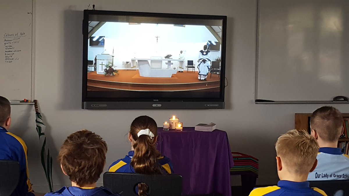 Connecting with our faith Mass live on line ar Our Lady of Grace this morning.