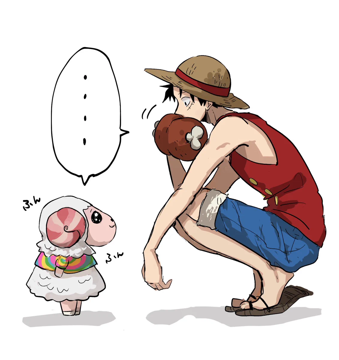 ルフィとちゃちゃまるのイラストが可愛い…と思ったら？食べないでｗｗ