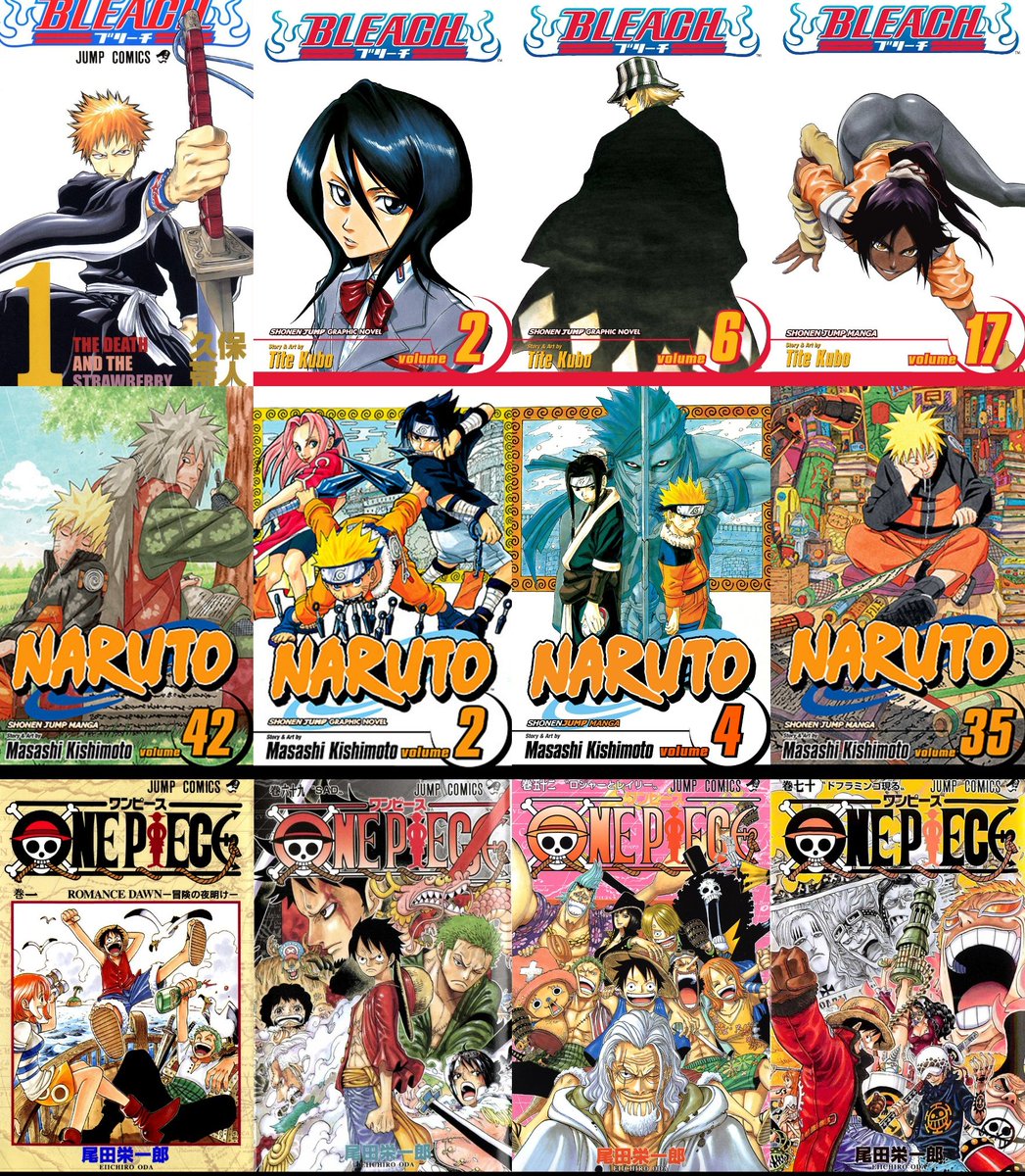 Seinenjump Who Has The Best Manga Volume Covers Of The Big 3 Bleach Naruto Or One Piece