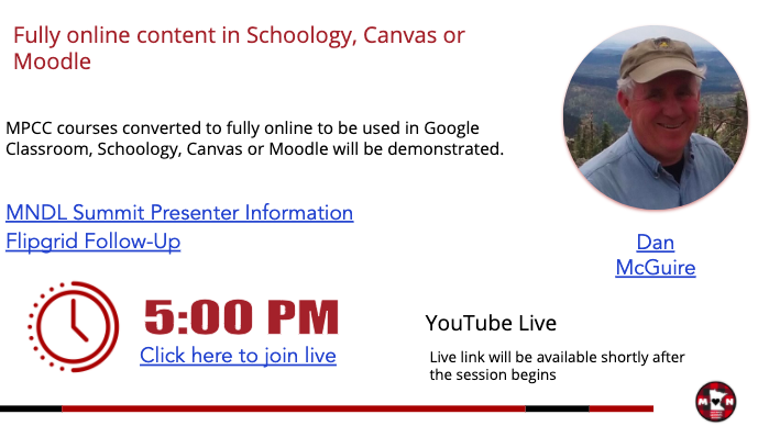 MinnesotaSummit's tweet photo. Did you miss @danmcguirempls on day 2 of #MNDLSummit? You can catch his presentation about Fully Online Content in Schoology, Canvas or Moodle on our Youtube channel! And you can still get CEUs!

https://t.co/D925HoPBtS https://t.co/G7mrwz1xtz