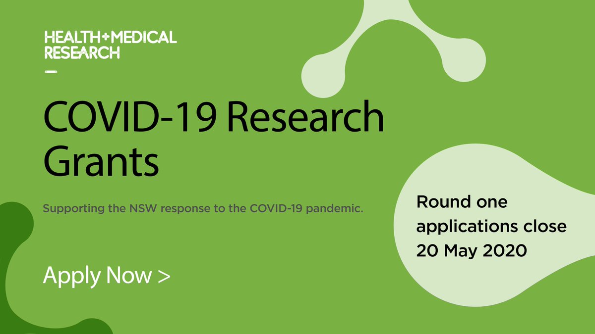 Got an existing or new research project that could support NSW’s response to the COVID-19 pandemic? Apply for a round one grant today. Find out more at medicalresearch.nsw.gov.au/covid-19-resea…
