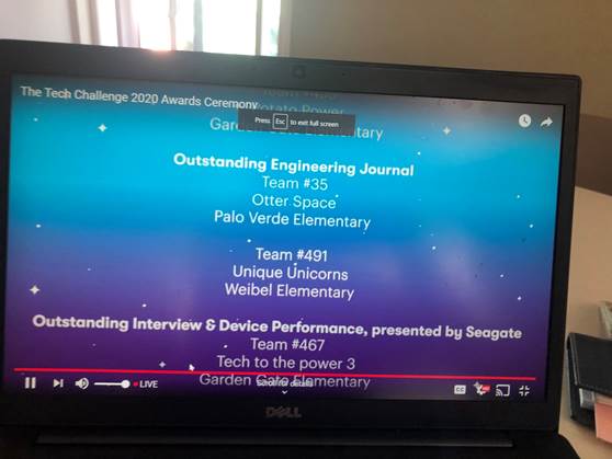 Congratulations to PV 4th graders Alex, Anay, Laura, Leah, Marisa, and Zara for competing in the Tech Interactive Museum's annual Tech Challenge and taking the prize for Outstanding Engineering Journal! @PaloAltoUnified @DonAustin_PAUSD @AnnoraLeeEDU