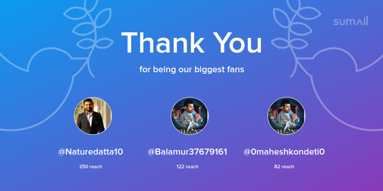 KashifTendulkar's tweet photo. Our biggest fans this week: Naturedatta10, Balamur37679161, 0maheshkondeti0. Thank you! via https://t.co/eHbDxtCjha https://t.co/AoRyvifC2x
