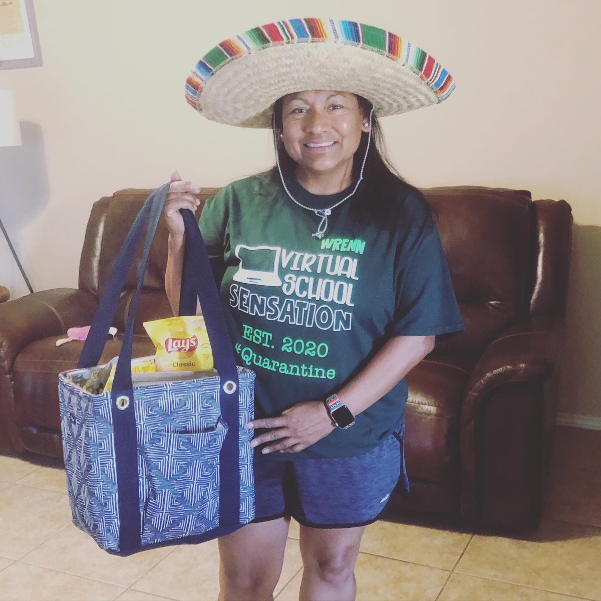 Cotch89's tweet photo. It’s Teacher Appreciation Week. I was so spoiled by many with all the things I like from diet cokes to smelly markers all while wearing my awesome shirt given to me by the admin staff at Wrenn. And of course I had to celebrate Cinco de Mayo with my sombrero. @ETWrennMS https://t.co/LqDmwoC2RP