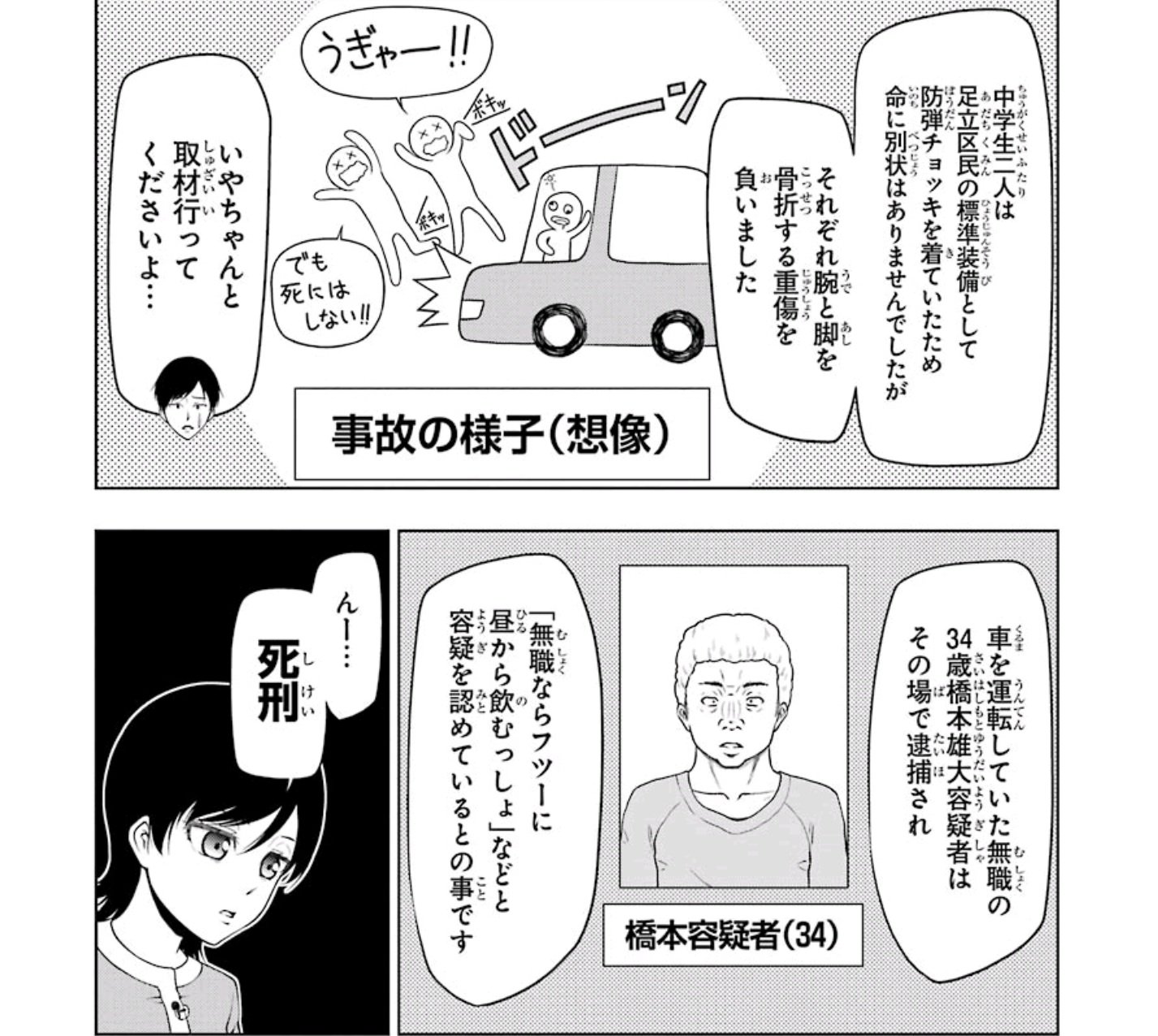 山崎から君へ 辛いニュースばかりなので ニュース漫画 News It を読む パロディーやらブラックジョーク 多めの作品なんですが 足立区物騒すぎるだろ こちとら8年間すんどったわい 確かに雰囲気は当たってるけどさ 全2巻でエッジ効いてるので 足立区民は