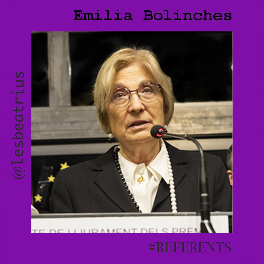 Emilia Bolinches Ribera: periodista valenciana de premsa, ràdio i TV, en diversos nivells de responsabilitat, informació i opinió. #referents periodisme amb visió de gènere: autora de columnes Sección Feminista i X-X; 1r manual #VdG i programes RTVE Entre Nosotras i La Otra Mitad