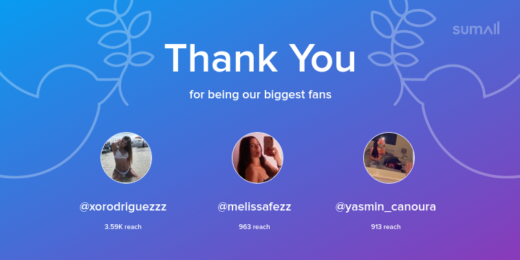 JoacieG's tweet photo. Our biggest fans this week: xorodriguezzz, melissafezz, yasmin_canoura. Thank you! via https://t.co/OQ1L6F7iPk https://t.co/T4B0Id4yX1