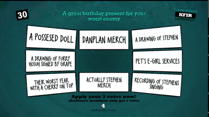 ActuallyPG's tweet photo. hmu if you want recordings of stephen's singing LOL #actuallystephen #knifeparty #jackboxpartynight https://t.co/EjIzJpVvbX