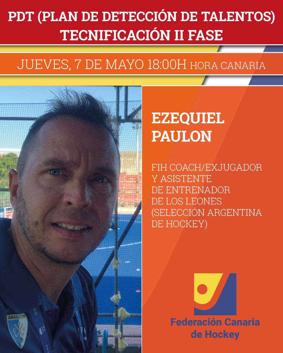 Nuestra próxima charla de #tecnificación con <a href="/ZekePaulon/">Ezequiel Paulon</a>.
✍🏼 Entra en la web e inscríbete.
📅 7 de mayo 2020
🖥 @zoom_us 
Seguimos trabajando en #formaciónonline 
#hockey #aprendeencasa #entrenaencasa