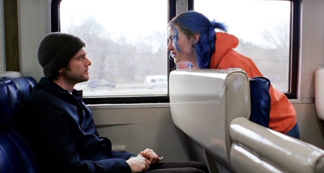 ETERNAL SUNSHINE OF THE SPOTLESS MIND (dir. Michel Gondry). Must admit was confused at first but once I figured out what was going on really enjoyed this. Feels odd seeing Jim Carrey in really serious stuff! Sweet ending 