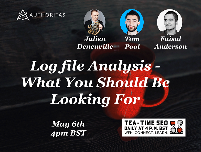 Today <a href="/jasonmbarnard/">𝄢 Jason Barnard 🇺🇦</a> is hosting "Tea Time SEO" and welcoming speakers @FaisalAnderson, <a href="/diije/">Julien Deneuville</a> and <a href="/cptntommy/">Tom Pool</a>. They will be talking about "Log file Analysis - What You Should Be Looking For"
#TeaTimeSEO #WFHConnectLearn
Come join us all today at 4pm BST:
youtube.com/watch?v=Mw3YEY…