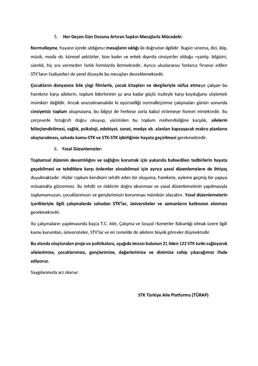 turap2012's tweet photo. TURAP LGBT Konusunda Aile kurumunu güçlendirmek için STK’lar,eşcinselliğin insan sağlığı açısından değil, toplum sağlığı üzerinde oluşturduğu hasarların bilinciyle, kamusal alanda ve aile düzeyinde önlemler alınması gerektiğini düşünmektedir. 21 farklı şehirden 122 STK  imzaladı https://t.co/V9aCzB8X4H